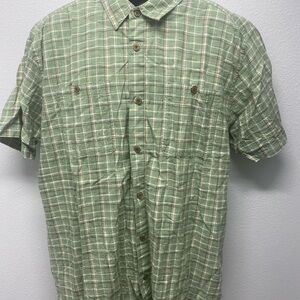 Patagonia Green Checkered Casual Shirt Worn Wear Organic
